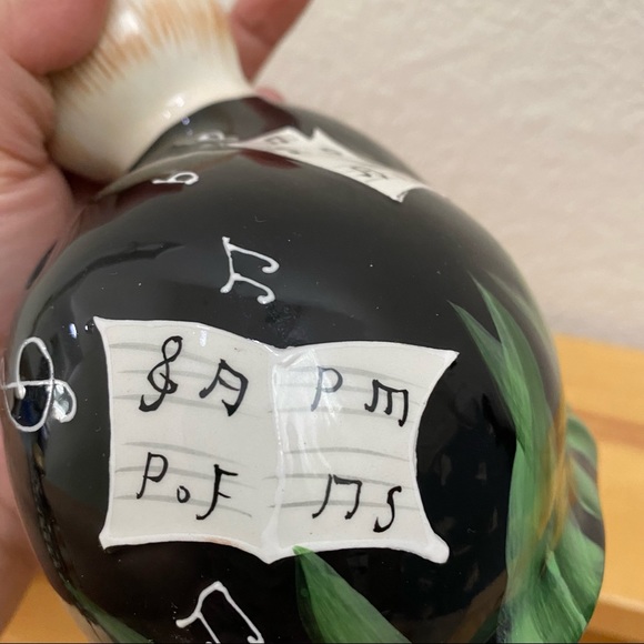 Vintage Ceramic Glazed Cat Piggy Coin Bank Musical Themed Design Violin Music - Picture 13 of 15